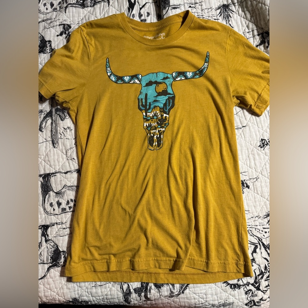 Golden Bull Skull Graphic Tee